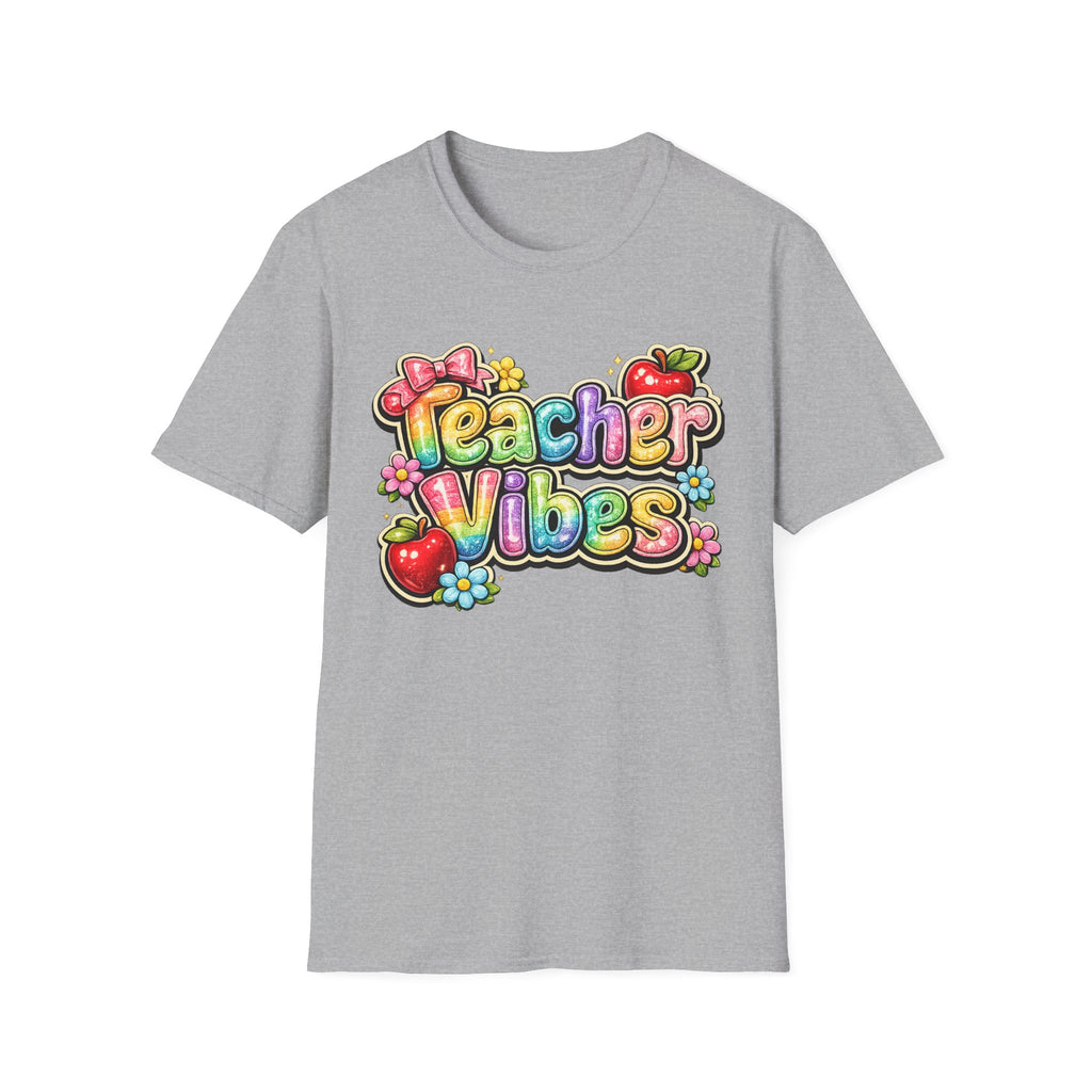 Teacher Vibes T-Shirt — Bow, Apple & Flowers