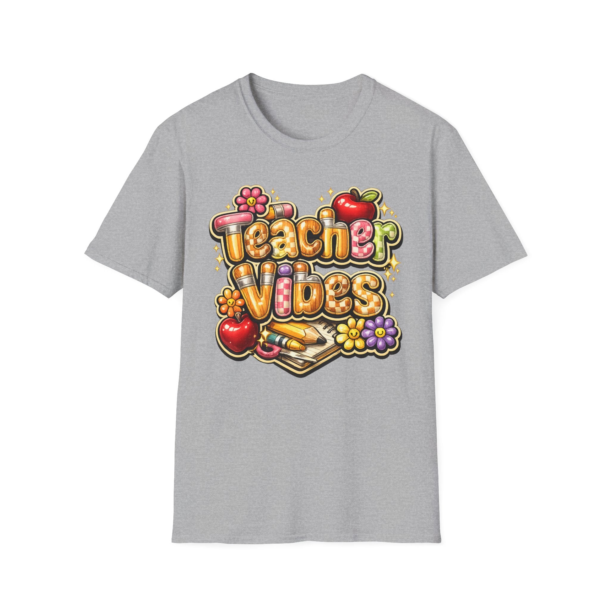 Teacher Vibes T-Shirt — Pencil & Flower