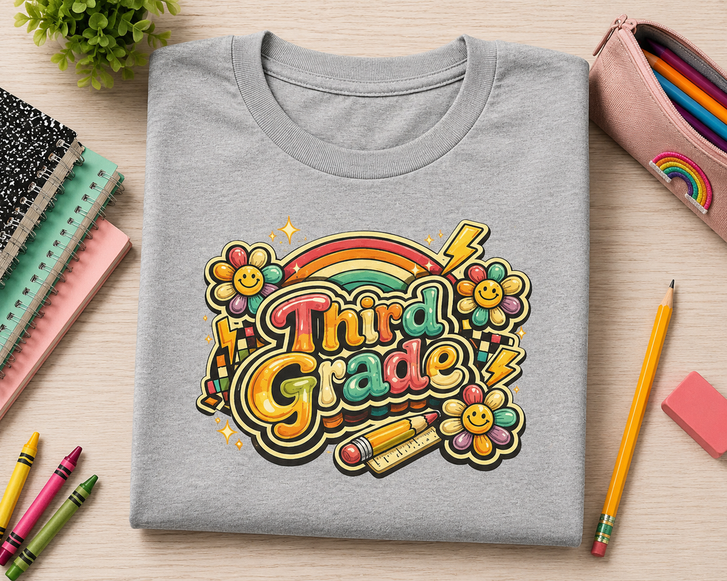 Third Grade Rainbow Kids Tee