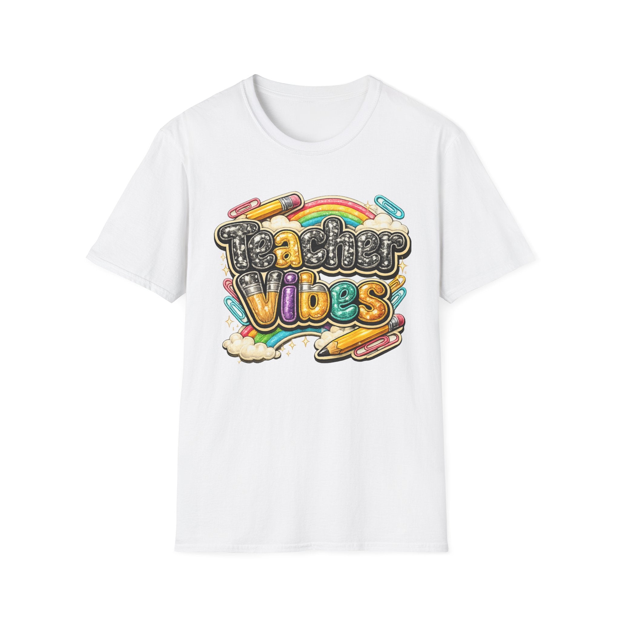 Teacher Vibes T-Shirt — Colorful Rainbow