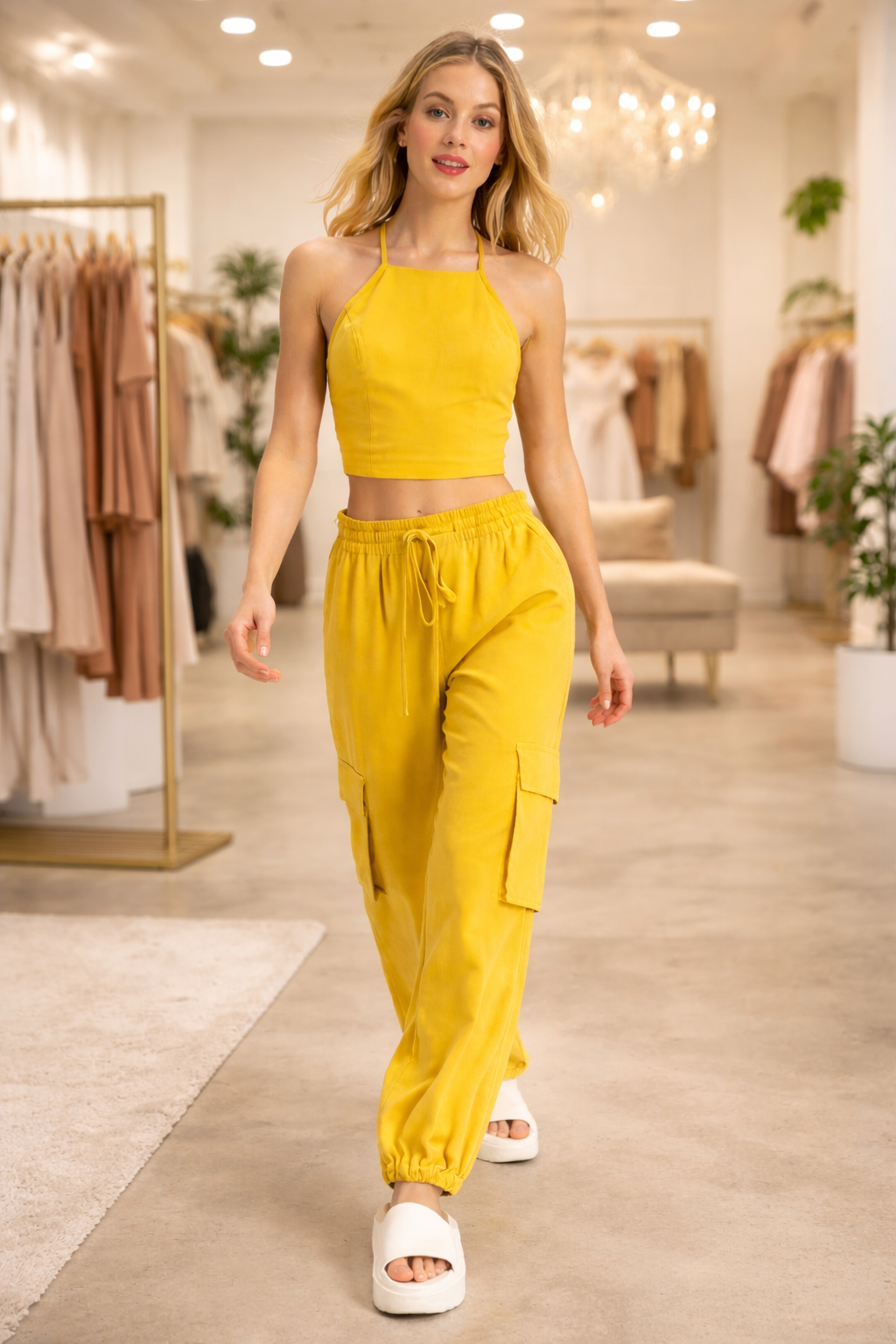HYFVE Crop Top and Cargo Pants Set