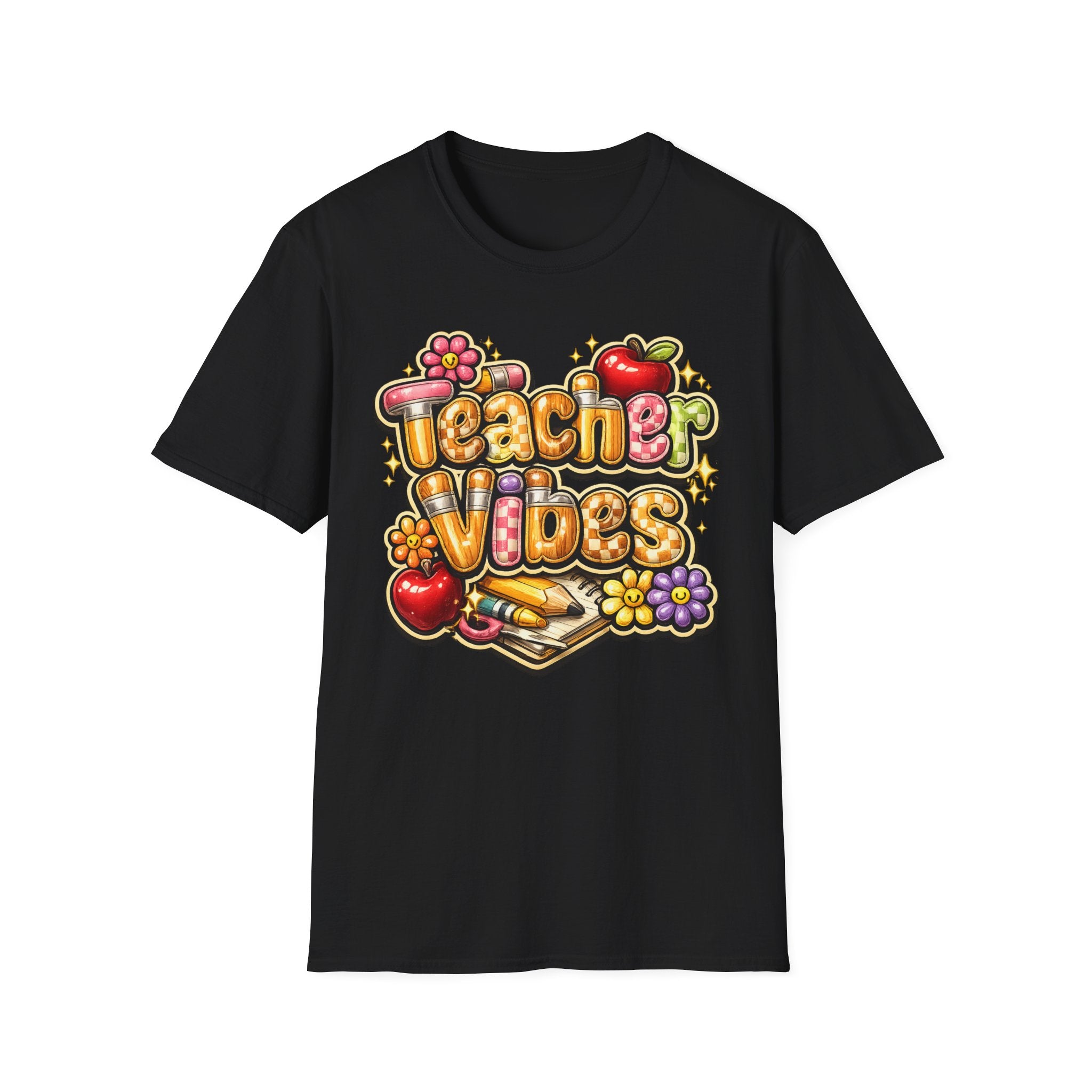 Teacher Vibes T-Shirt — Pencil & Flower