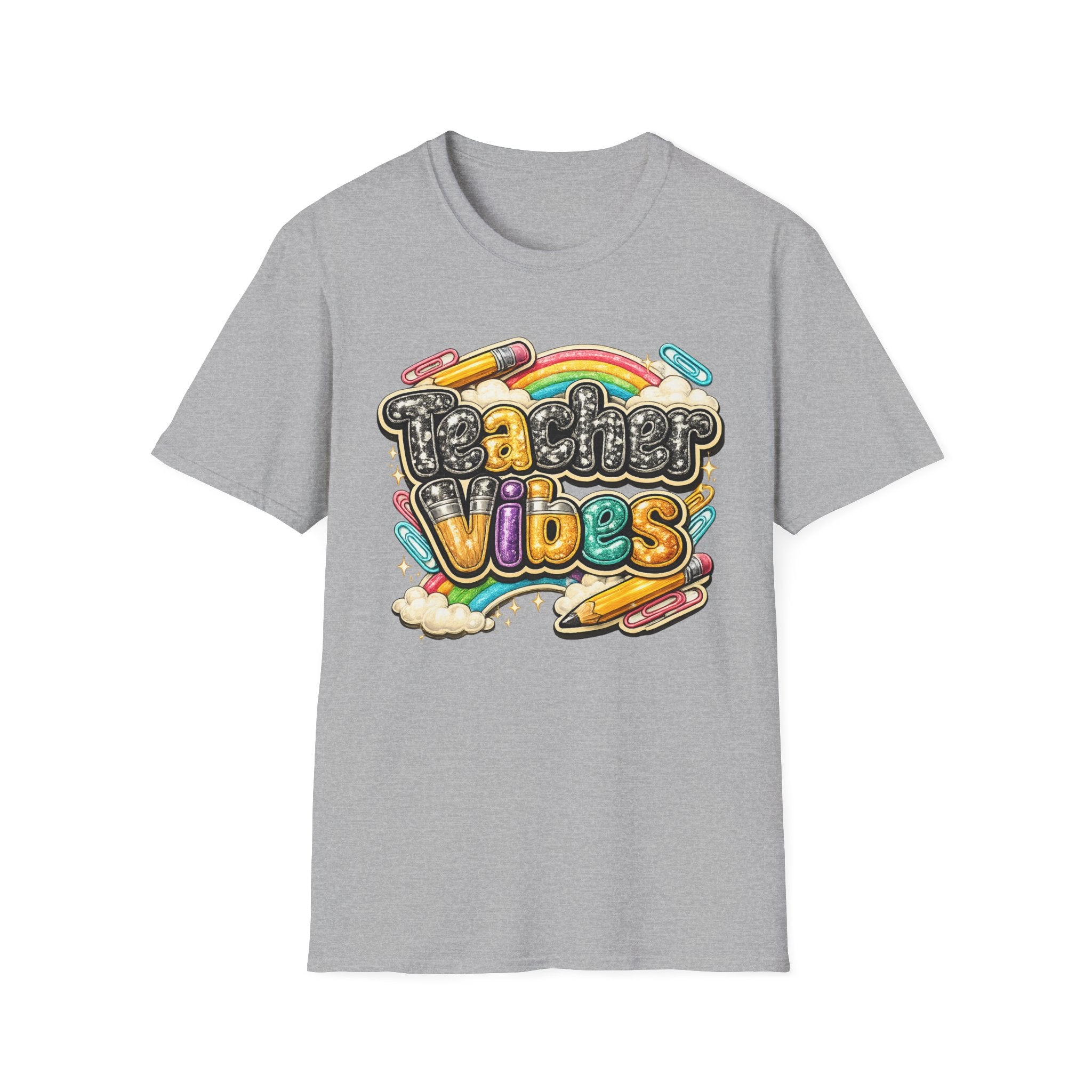 Teacher Vibes T-Shirt — Colorful Rainbow