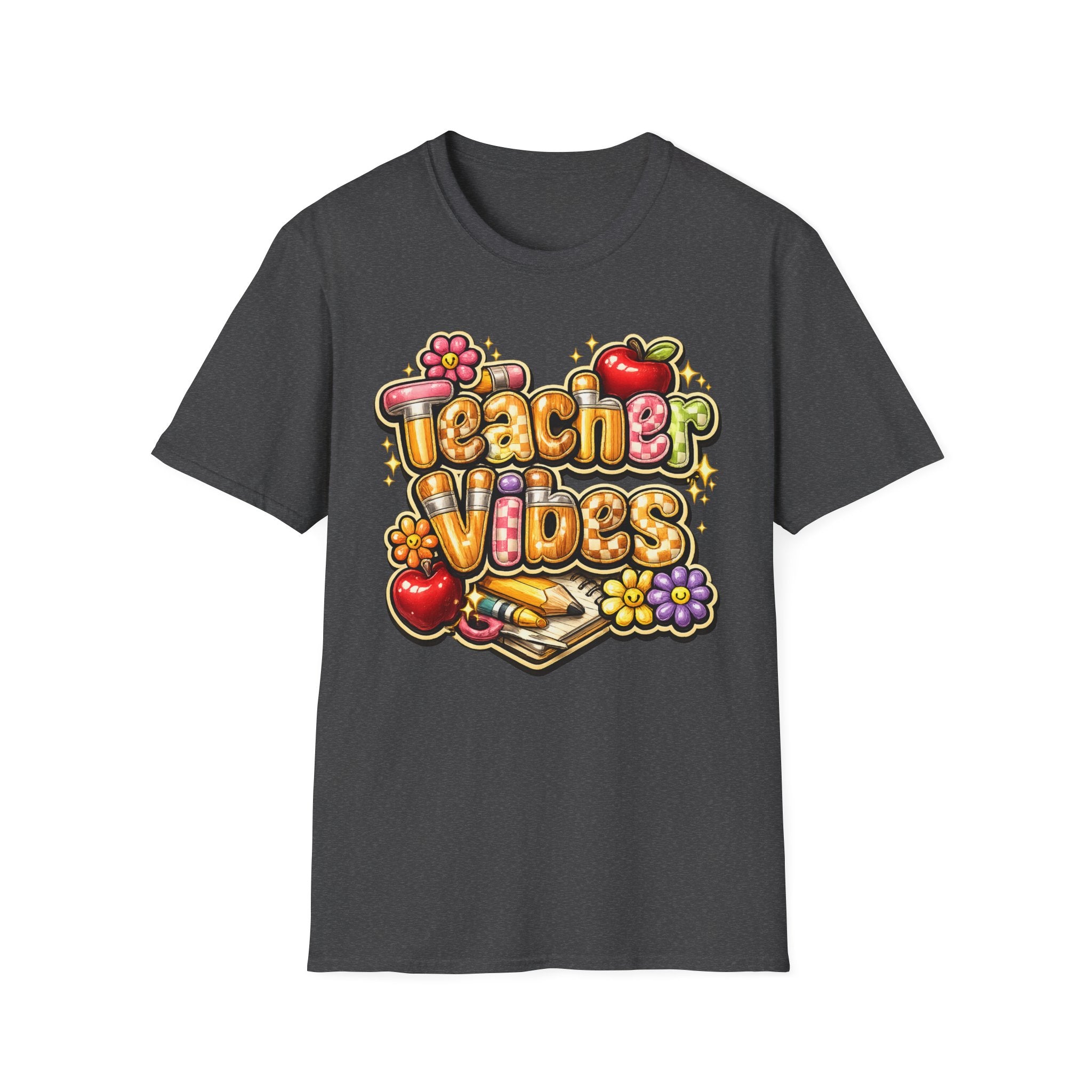 Teacher Vibes T-Shirt — Pencil & Flower