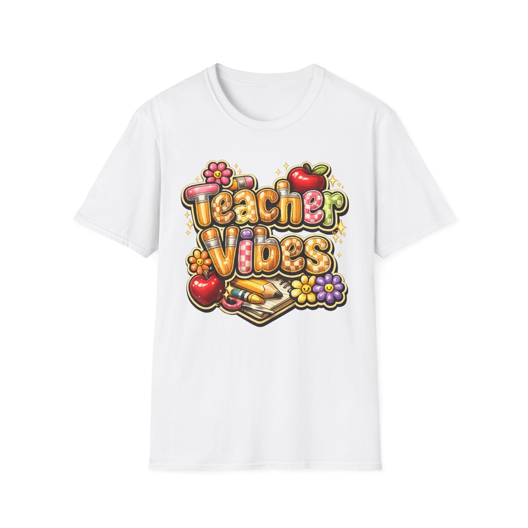 Teacher Vibes T-Shirt — Pencil & Flower