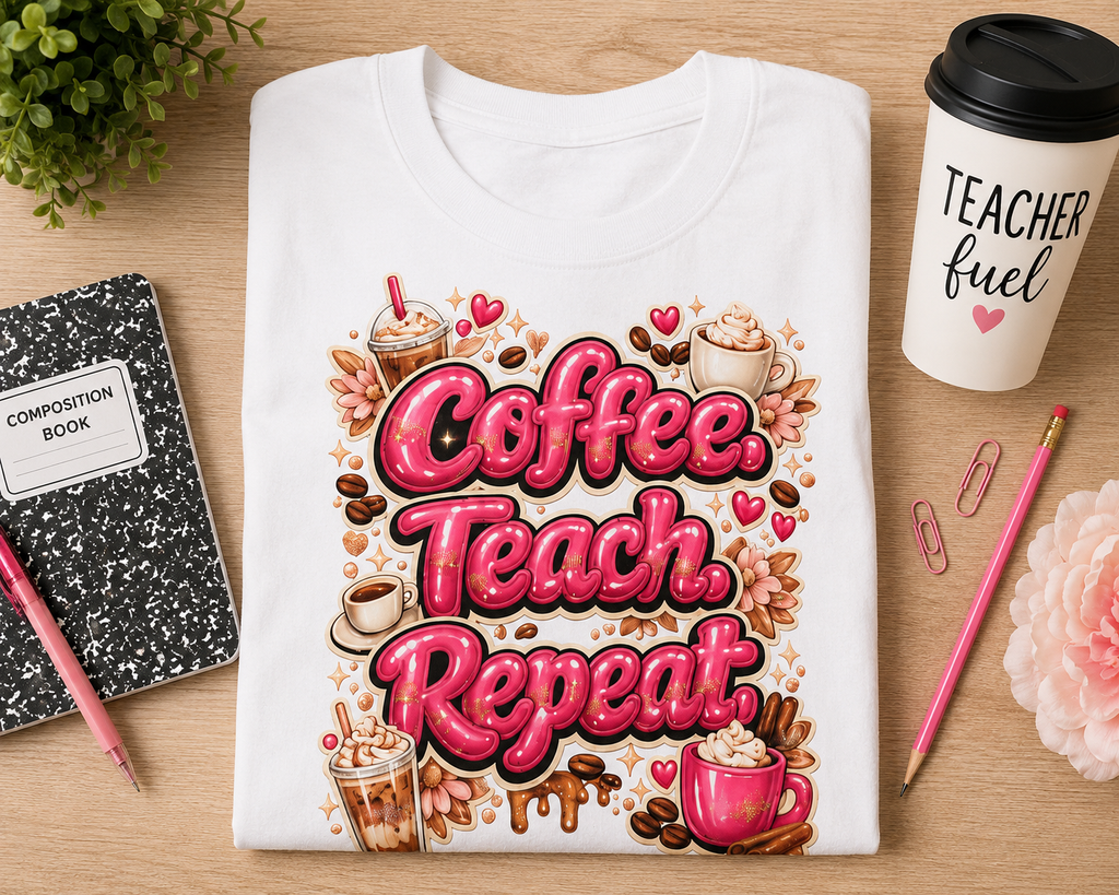 Coffee. Teach. Repeat. T-Shirt