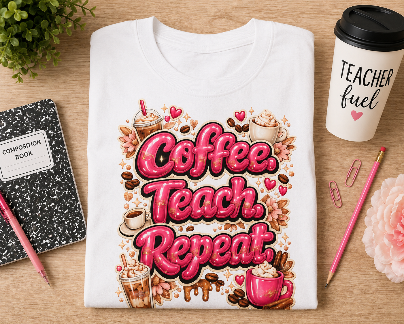 Coffee. Teach. Repeat. T-Shirt