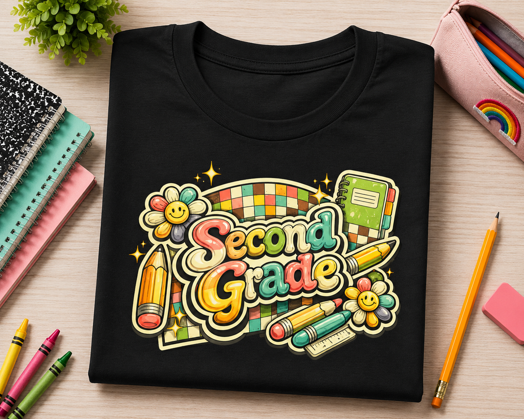 Second Grade Rainbow Kids Tee