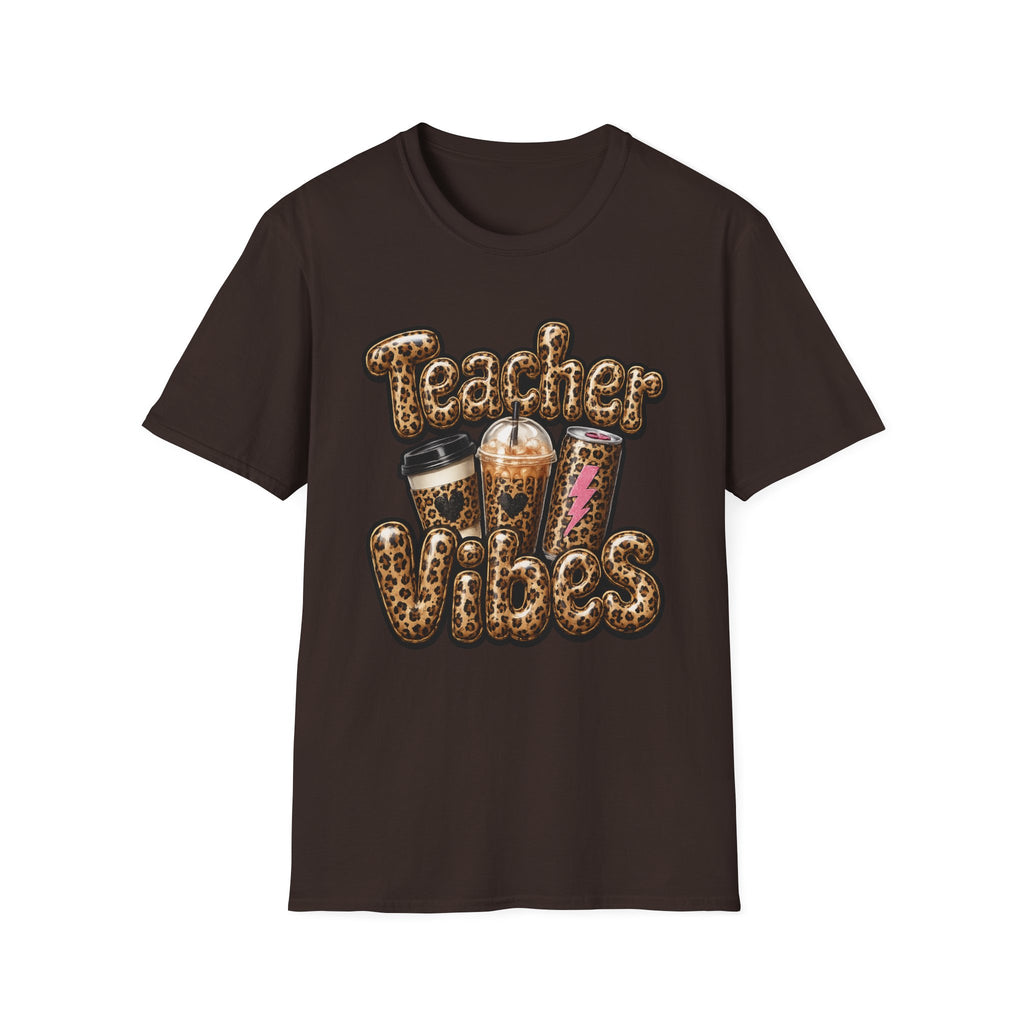 Teacher Vibes Leopard Coffee T-Shirt