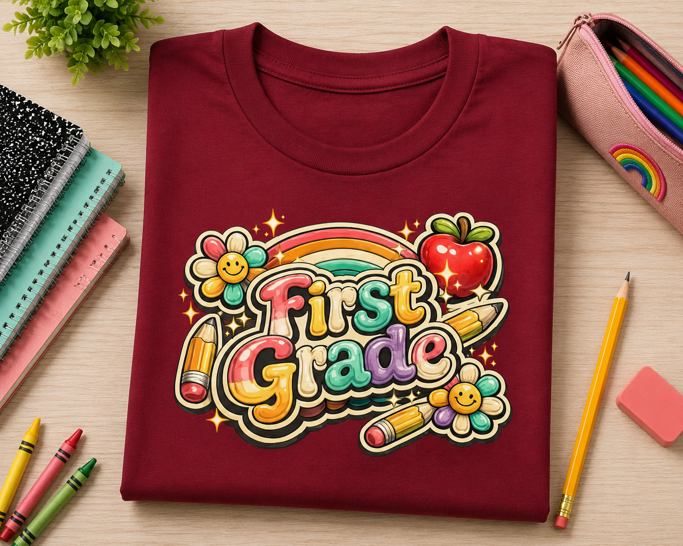 First Grade Rainbow Kids Tee