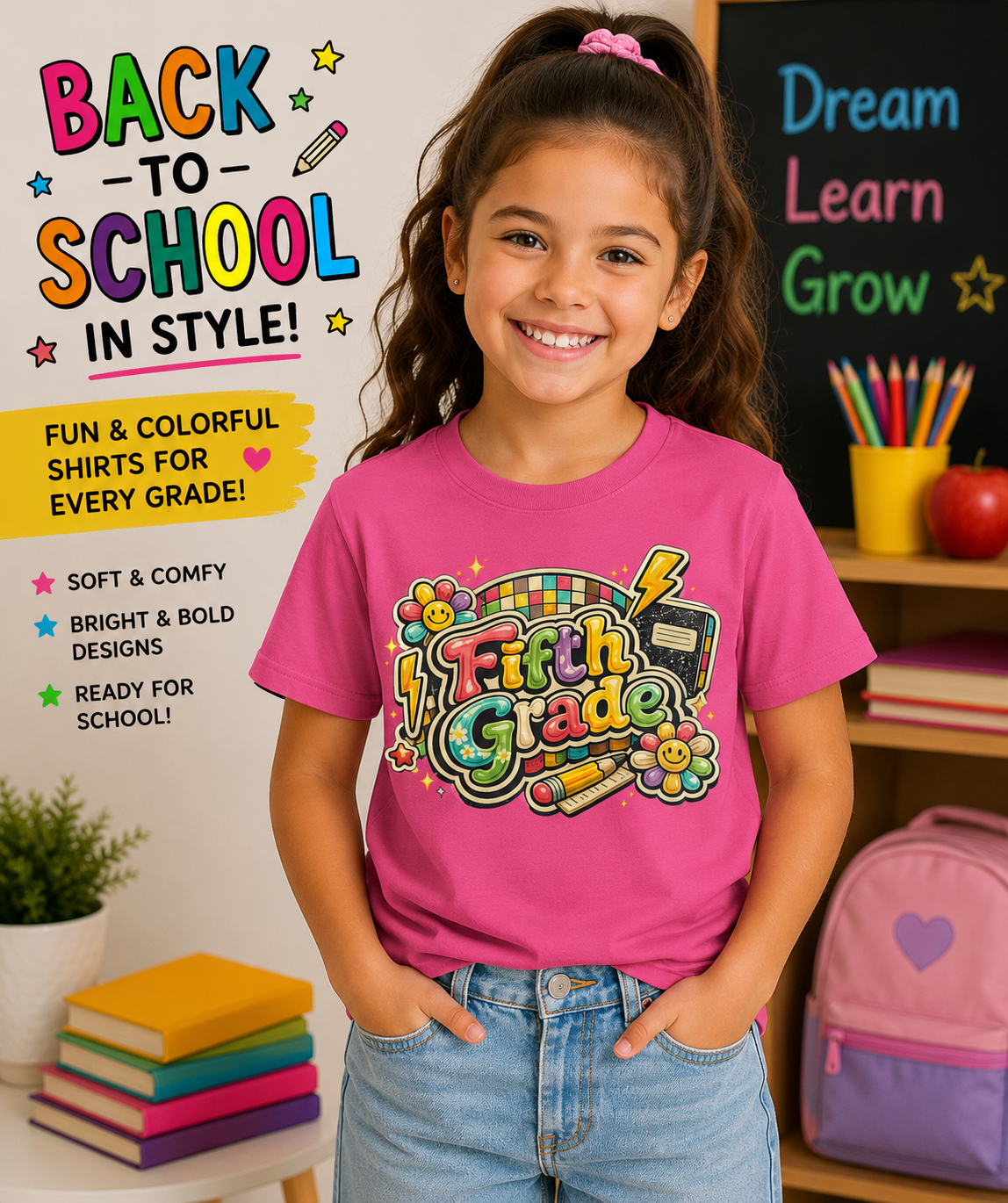 Fifth Grade Rainbow kids Tee