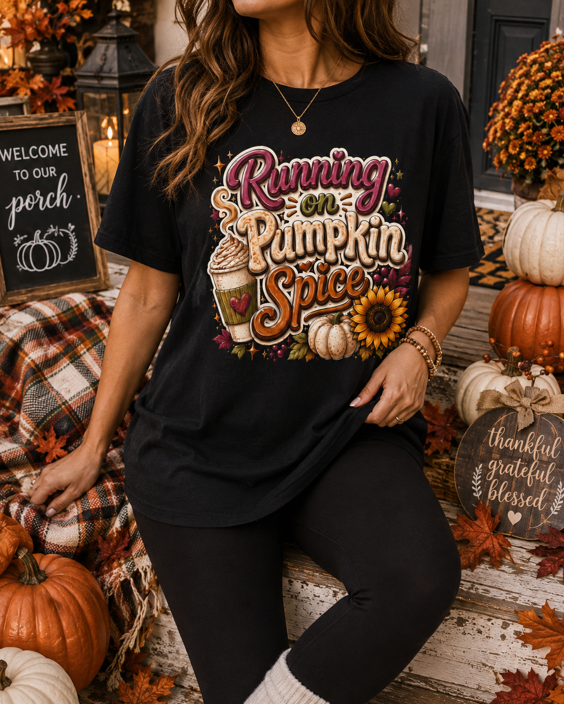 Running on pumpkin spice t shirt