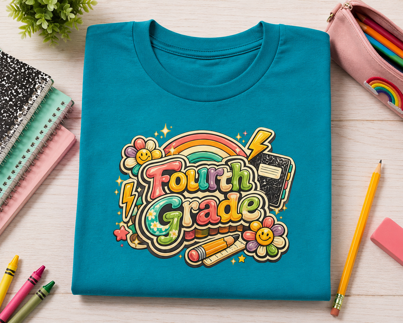Fourth Grade Rainbow Kids Tee