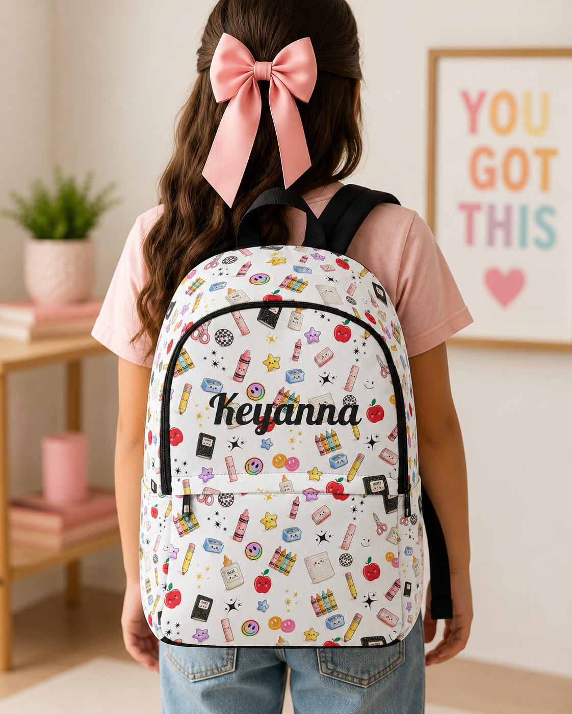 Cute Personalized School Supplies Pattern Backpack