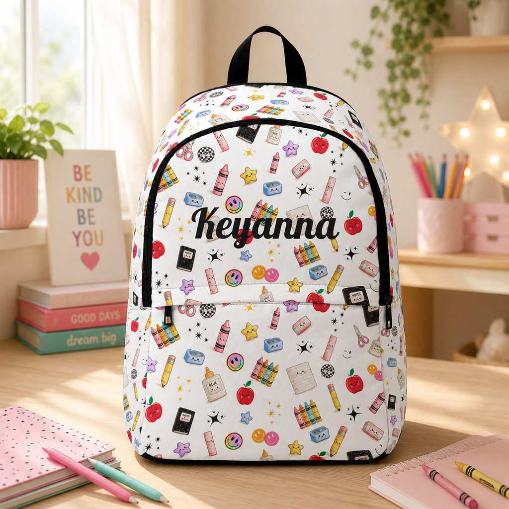 Cute Personalized School Supplies Pattern Backpack