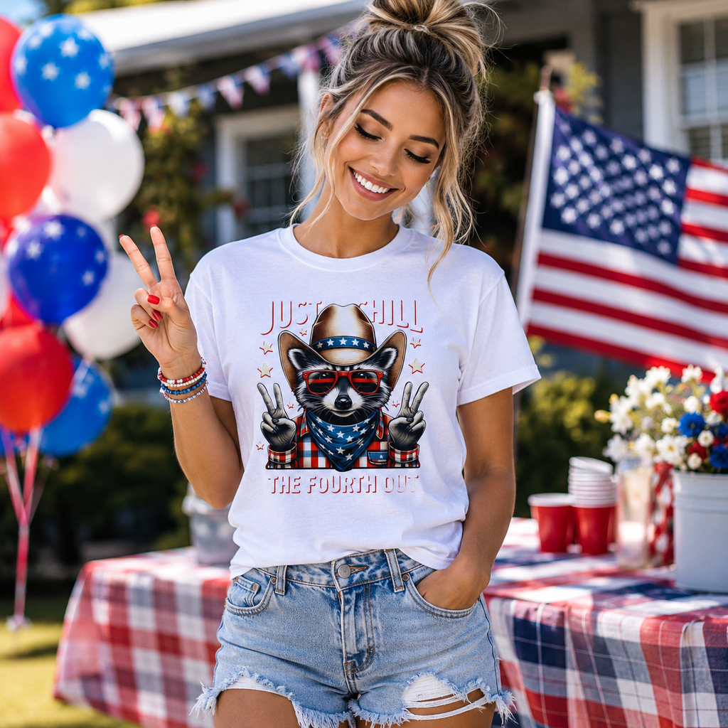 "Just Chill" Patriotic Raccoon Tee | Fourth of July