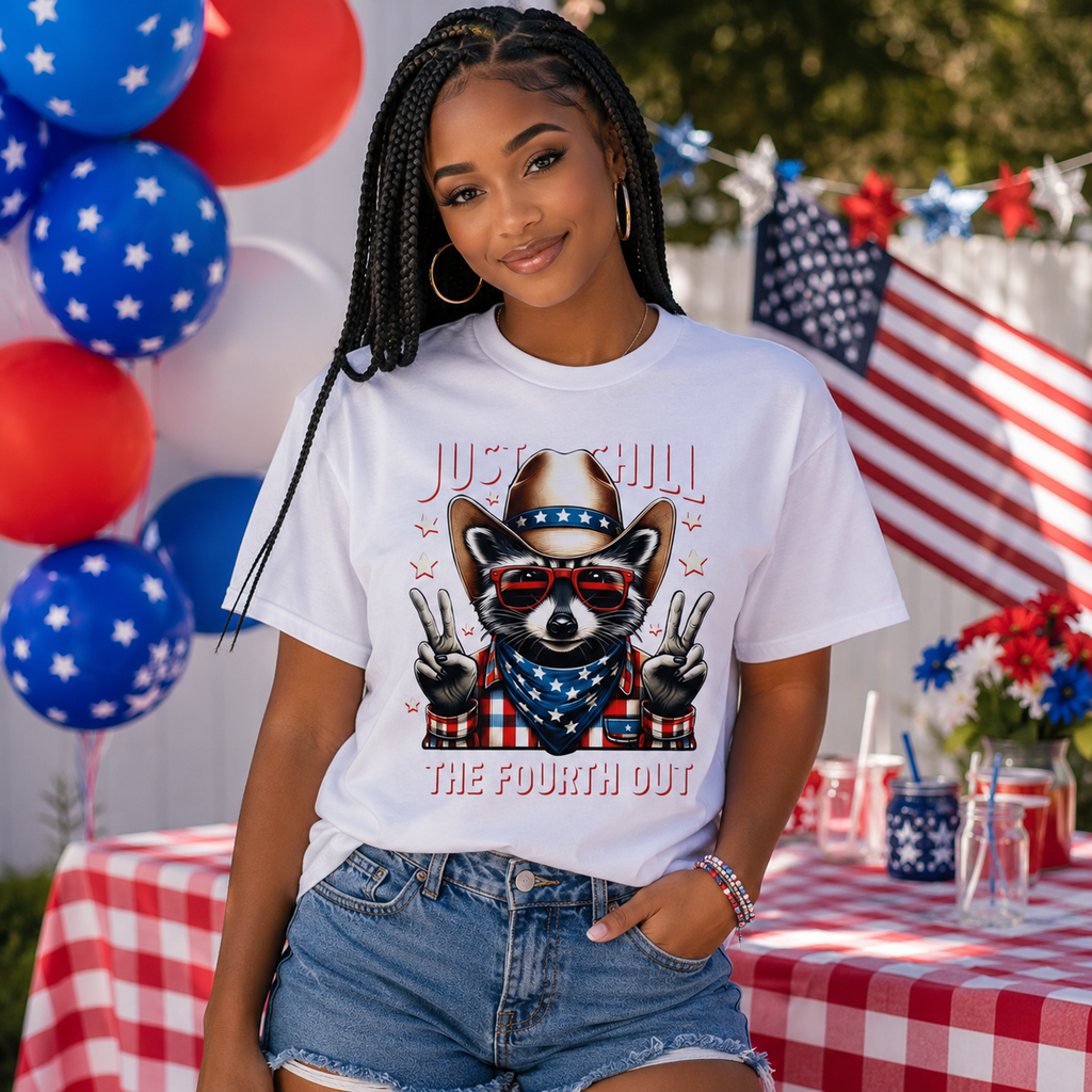 "Just Chill" Patriotic Raccoon Tee | Fourth of July