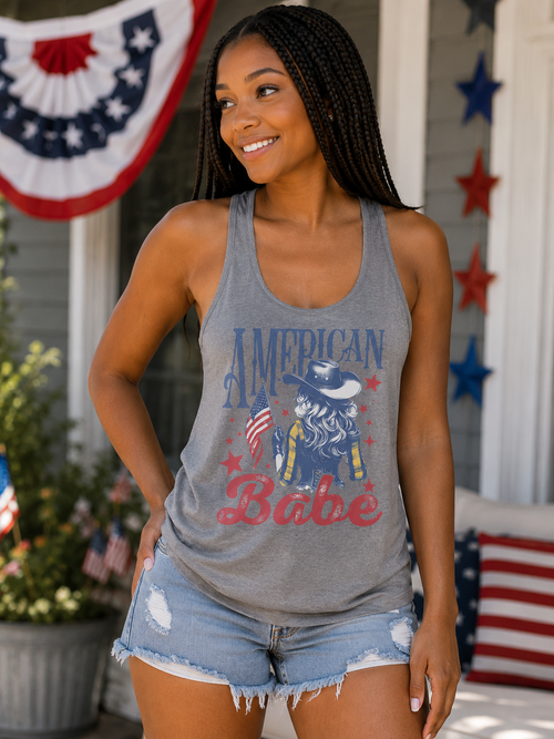 American Babe Graphic Tee | Patriotic Cowgirl Shirt | Fourth of July T-Shirt