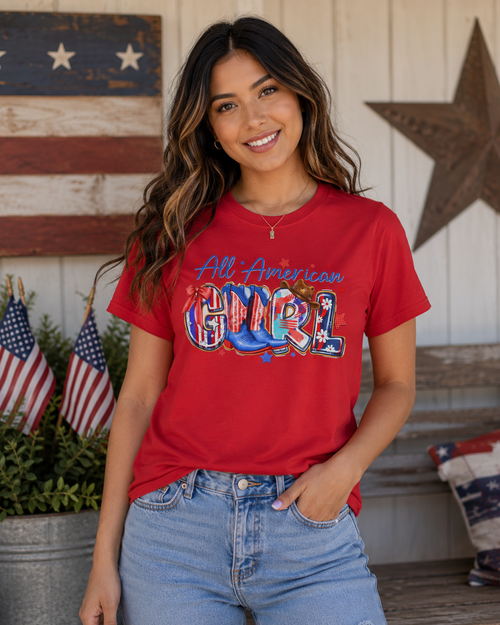 All American Girl Women's T-Shirt  — Patriotic Fourth of July Tee