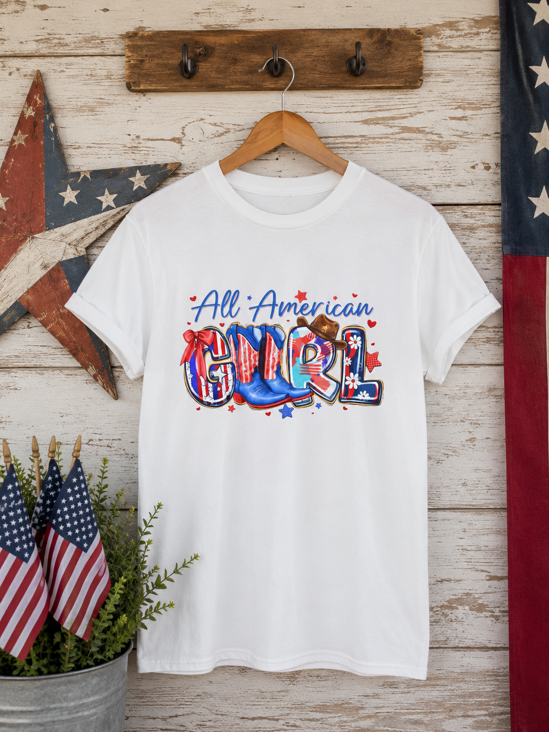 All American Girl Women's T-Shirt  — Patriotic Fourth of July Tee