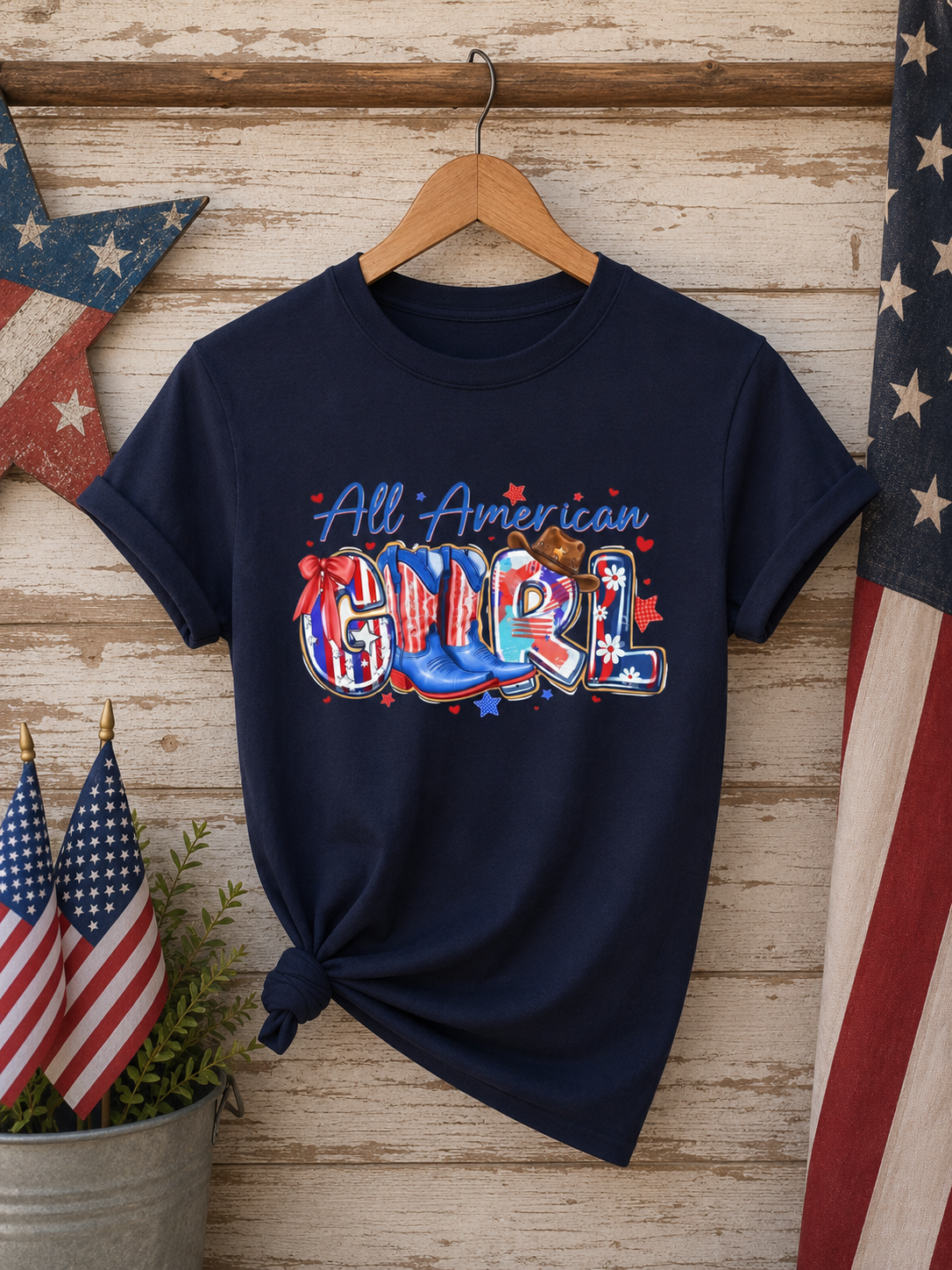All American Girl Women's T-Shirt  — Patriotic Fourth of July Tee