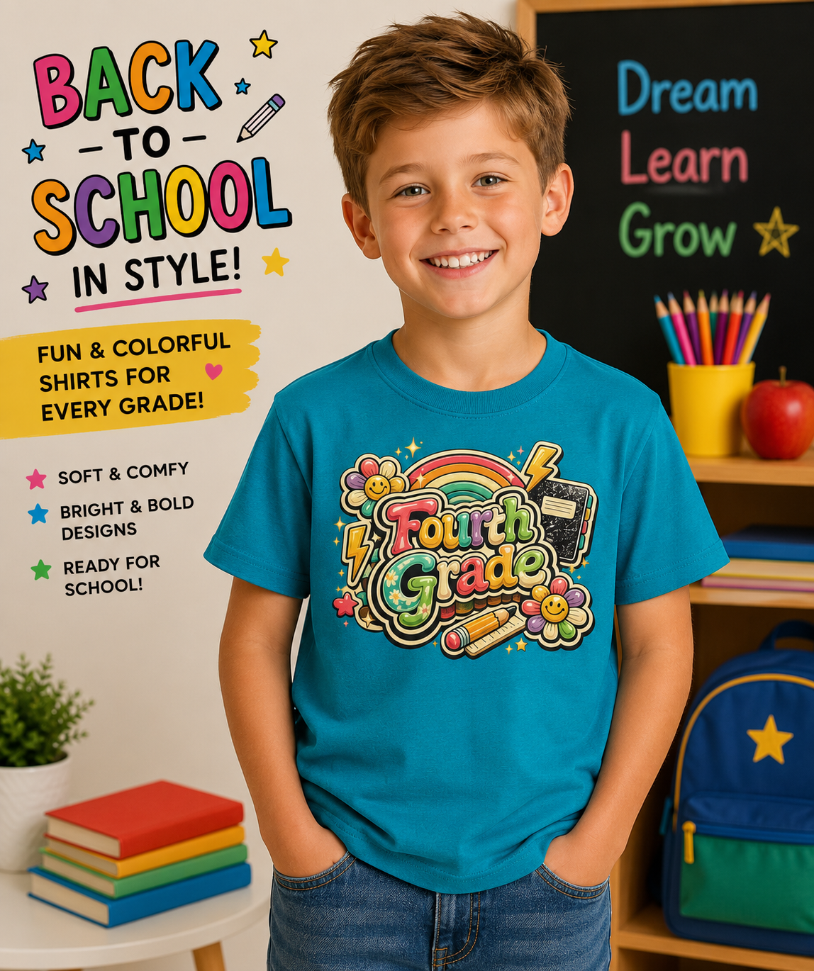 Fourth Grade Rainbow Kids Tee