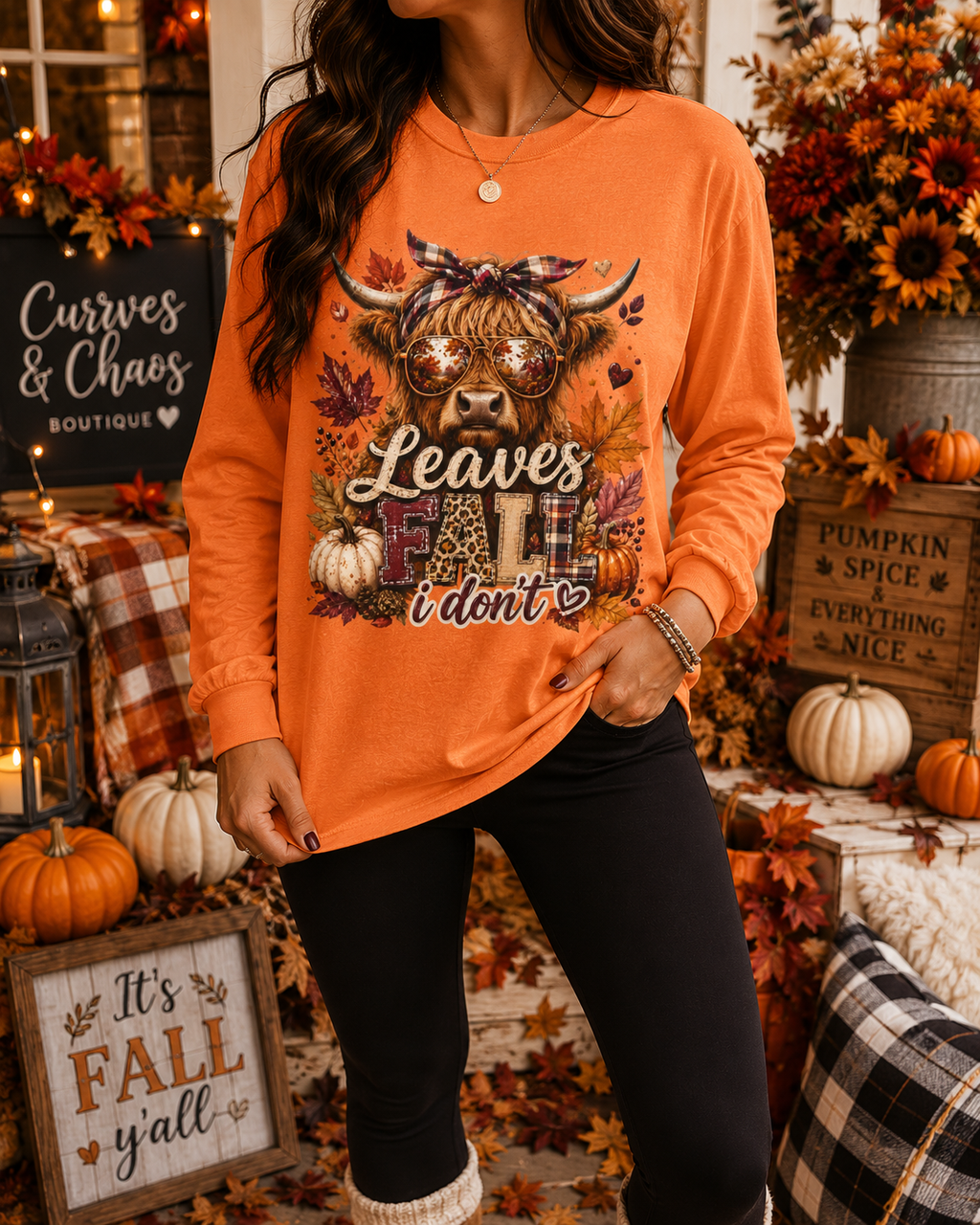 Leaves Fall I Don’t Long Sleeve Tee