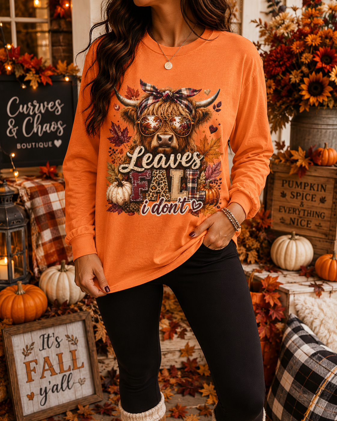 Leaves Fall I Don’t Long Sleeve Tee